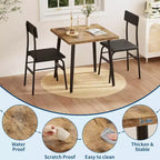 Petit ensemble de table à manger pour 2 personnes, ensemble de table de cuisine 3 pièces avec 2 chaises rembourrées, table de petit-déjeuner pour petit espace, salle à manger, appartement, restaurant