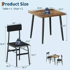 Petit ensemble de table à manger pour 2 personnes, ensemble de table de cuisine 3 pièces avec 2 chaises rembourrées, table de petit-déjeuner pour petit espace, salle à manger, appartement, restaurant