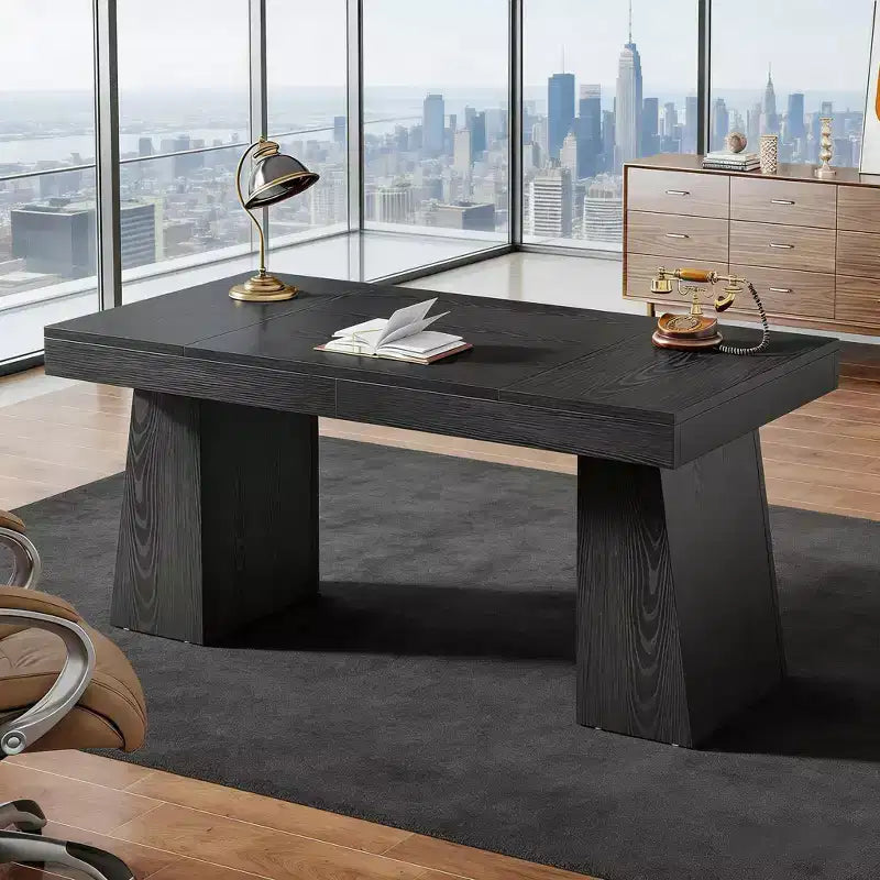 Bureau de direction, bureau d'ordinateur moderne en bois, poste de travail