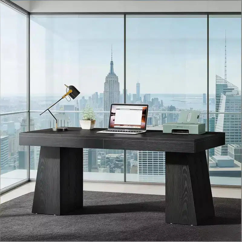 Bureau de direction, bureau d'ordinateur moderne en bois, poste de travail