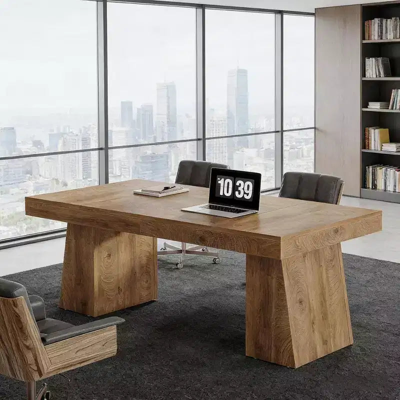 Bureau de direction, bureau d'ordinateur moderne en bois, poste de travail