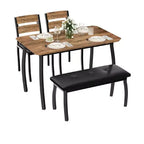 Ensemble de table à manger en bois 4 pièces, pour salle à manger, bureau à domicile et salon, vintage