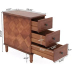 Table de chevet en bois, table d'appoint étroite à 3 tiroirs, entièrement assemblée