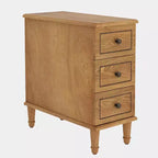 Table de chevet en bois, table d'appoint étroite à 3 tiroirs, entièrement assemblée