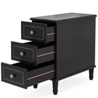 Table de chevet en bois, table d'appoint étroite à 3 tiroirs, entièrement assemblée