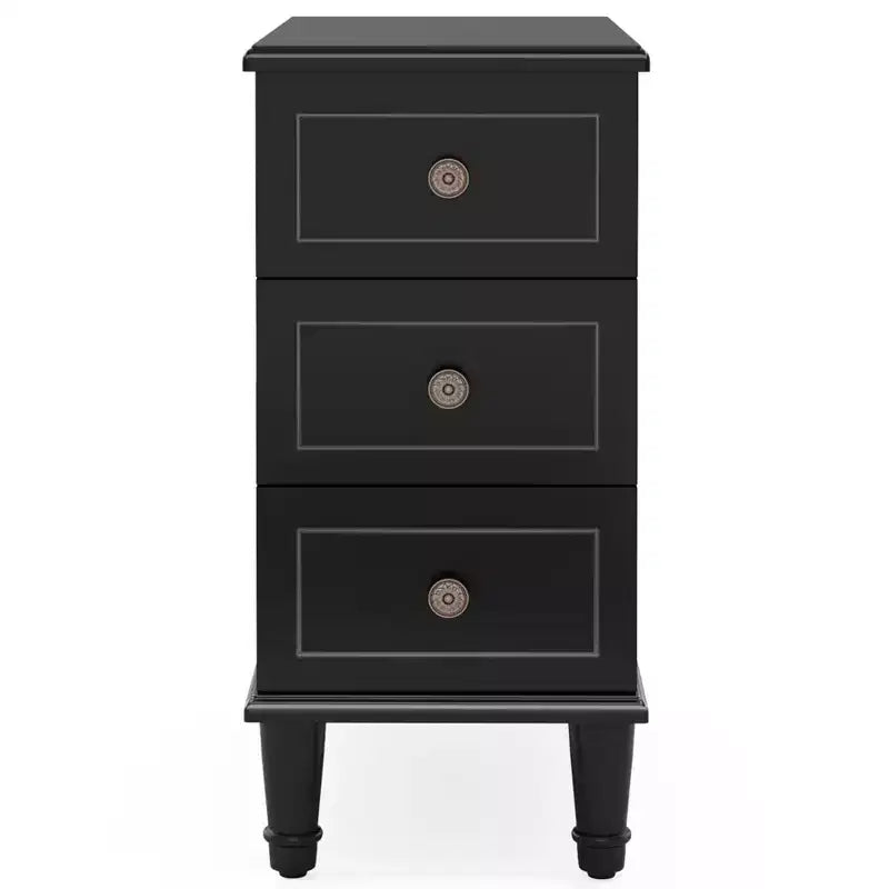 Table de chevet en bois, table d'appoint étroite à 3 tiroirs, entièrement assemblée