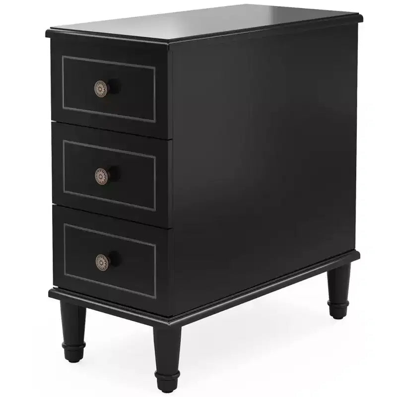 Table de chevet en bois, table d'appoint étroite à 3 tiroirs, entièrement assemblée