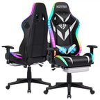 Fauteuil de jeu inclinable de massage Hoffree Chaise de bureau ergonomique pour PC avec haut-parleur Bluetooth et lumière RVB