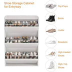 Meuble à chaussures en bois avec 3 tiroirs basculants et étagère réglable, rangement à chaussures dissimulé pour entrée, couloir et salon