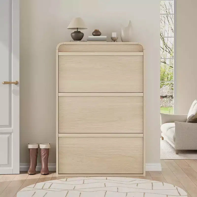 Meuble à chaussures en bois avec 3 tiroirs basculants et étagère réglable, rangement à chaussures dissimulé pour entrée, couloir et salon
