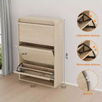 Meuble à chaussures en bois avec 3 tiroirs basculants et étagère réglable, rangement à chaussures dissimulé pour entrée, couloir et salon