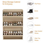 Meuble à chaussures en bois avec 3 tiroirs basculants et étagère réglable, rangement à chaussures dissimulé pour entrée, couloir et salon