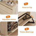 Meuble à chaussures en bois avec 3 tiroirs basculants et étagère réglable, rangement à chaussures dissimulé pour entrée, couloir et salon