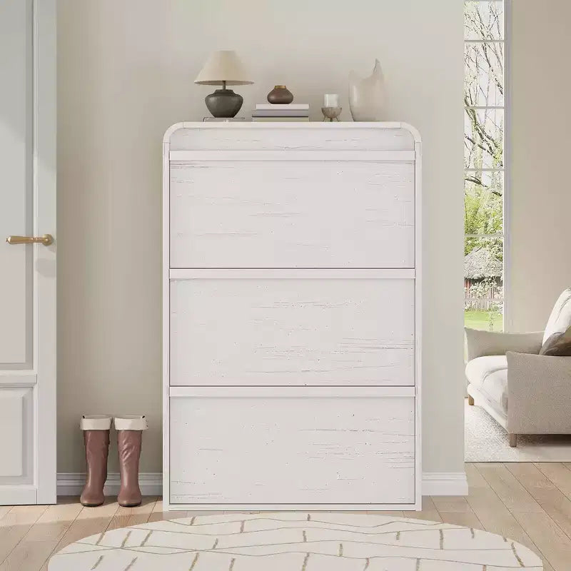Meuble à chaussures en bois avec 3 tiroirs basculants et étagère réglable, rangement à chaussures dissimulé pour entrée, couloir et salon