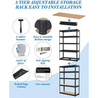 Étagères de rangement métalliques de garage, Étagères de garage réglables, Étagères à 5 niveaux, Racks utilitaires pour entrepôt, cellier, sous-sol