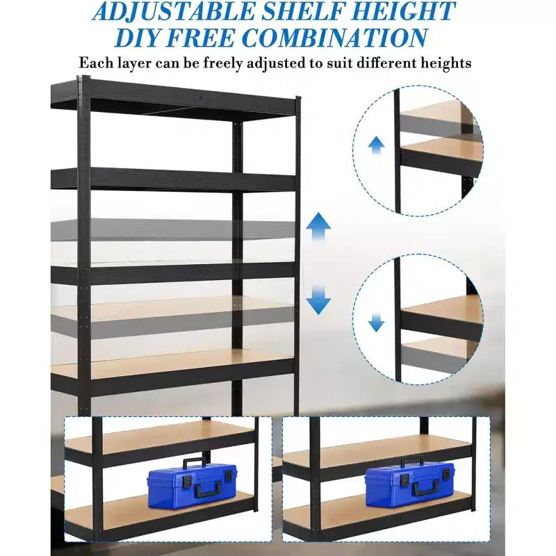 Étagères de rangement métalliques de garage, Étagères de garage réglables, Étagères à 5 niveaux, Racks utilitaires pour entrepôt, cellier, sous-sol