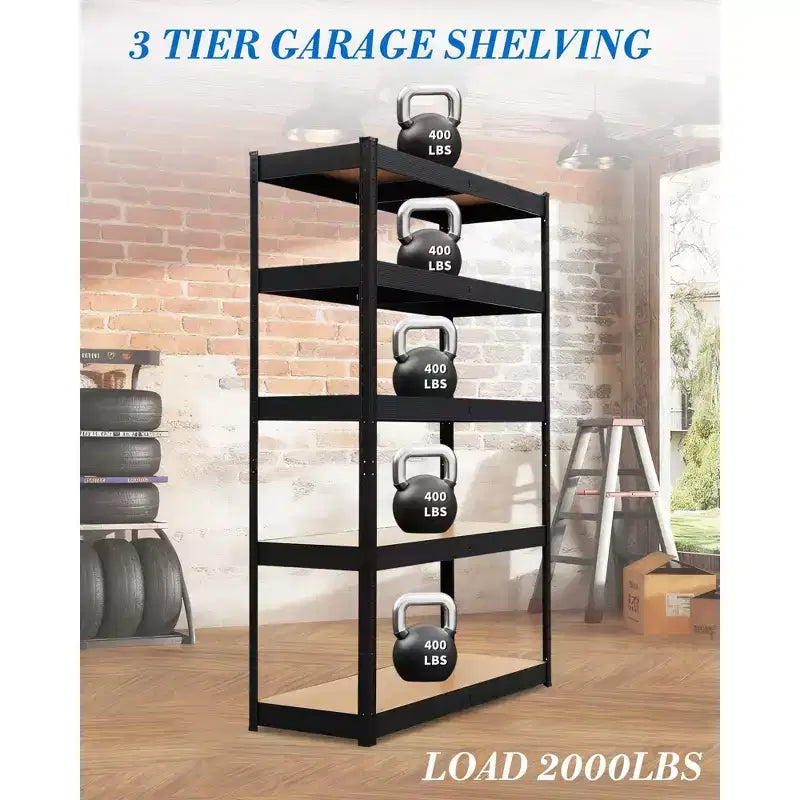 Étagères de rangement métalliques de garage, Étagères de garage réglables, Étagères à 5 niveaux, Racks utilitaires pour entrepôt, cellier, sous-sol