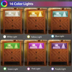 Table de chevet LED avec 2 tiroirs - Table de chevet de style ferme avec design en V pour chambre à coucher