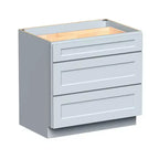 Meuble bas de cuisine Shaker CASAINC 36 L x 34,5 H x 24 P avec 3 tiroirs, cadre en bois massif, peinture à base d'eau à faible teneur en COV, fermeture en douceur, prêt à assembler, gris tourterelle