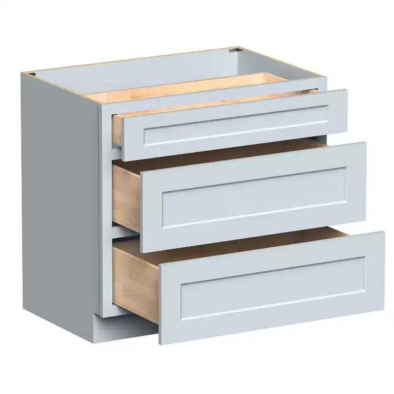 Meuble bas de cuisine Shaker CASAINC 36 L x 34,5 H x 24 P avec 3 tiroirs, cadre en bois massif, peinture à base d'eau à faible teneur en COV, fermeture en douceur, prêt à assembler, gris tourterelle