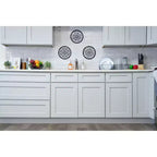 Meuble bas de cuisine Shaker CASAINC 36 L x 34,5 H x 24 P avec 3 tiroirs, cadre en bois massif, peinture à base d'eau à faible teneur en COV, fermeture en douceur, prêt à assembler, gris tourterelle