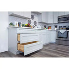Meuble bas de cuisine Shaker CASAINC 36 L x 34,5 H x 24 P avec 3 tiroirs, cadre en bois massif, peinture à base d'eau à faible teneur en COV, fermeture en douceur, prêt à assembler, gris tourterelle