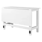 JVNOXK Table à manger extensible en bois style rustique de 91 cm avec abattant pliant, idéale pour les petits espaces, pieds en hévéa massif, blanc