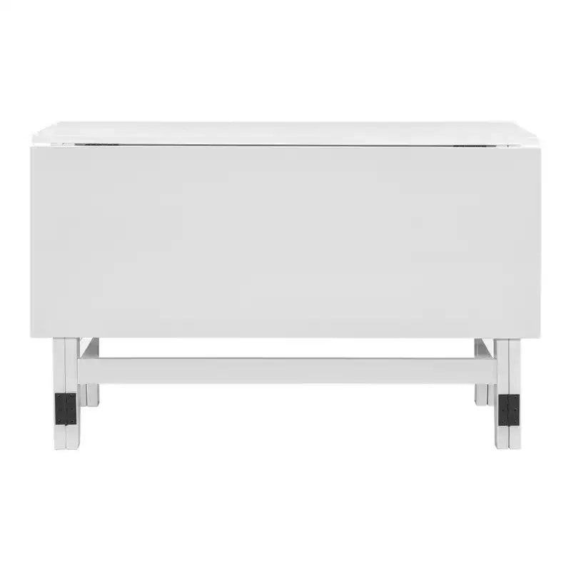 JVNOXK Table à manger extensible en bois style rustique de 91 cm avec abattant pliant, idéale pour les petits espaces, pieds en hévéa massif, blanc