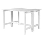 JVNOXK Table à manger extensible en bois style rustique de 91 cm avec abattant pliant, idéale pour les petits espaces, pieds en hévéa massif, blanc