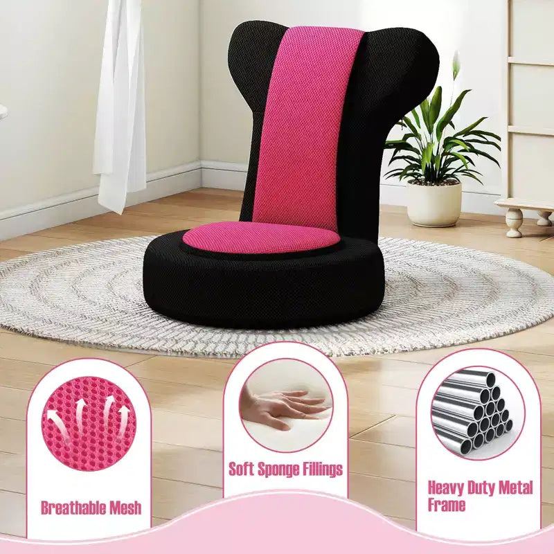 Fauteuil paresseux Costway avec repose-tête et dossier réglables, siège rembourré en éponge, cadre en métal noir + gris / noir + rose