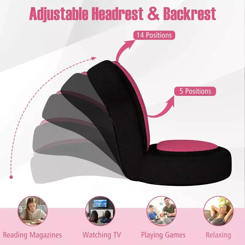 Fauteuil paresseux Costway avec repose-tête et dossier réglables, siège rembourré en éponge, cadre en métal noir + gris / noir + rose