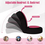 Fauteuil paresseux Costway avec repose-tête et dossier réglables, siège rembourré en éponge, cadre en métal noir + gris / noir + rose