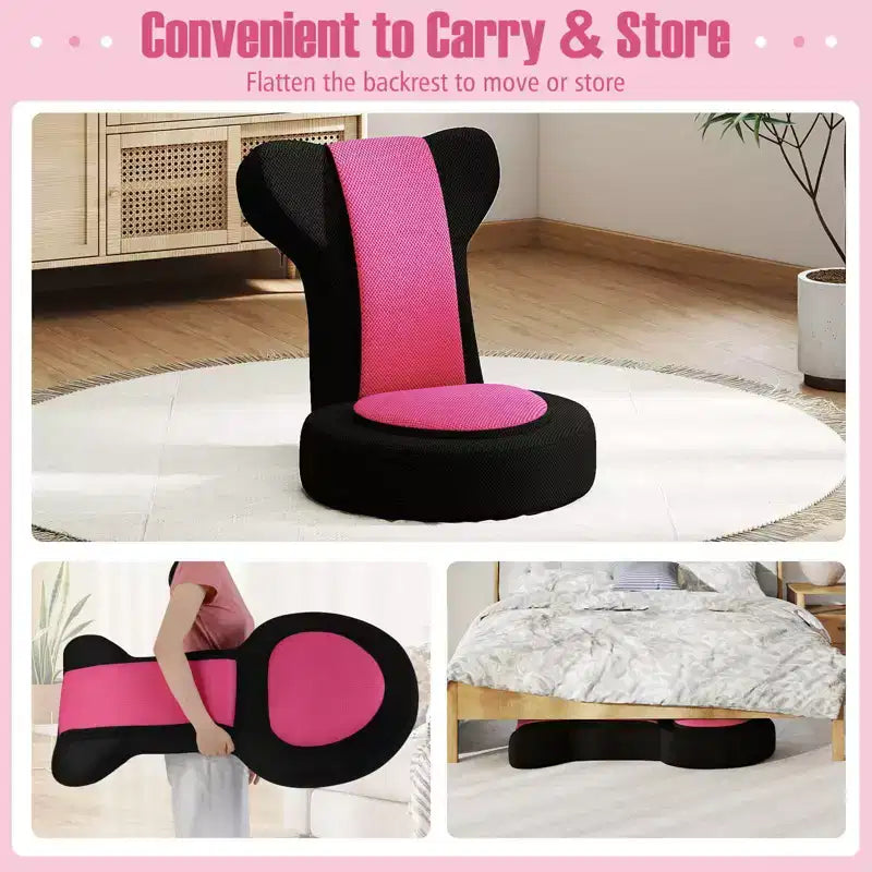 Fauteuil paresseux Costway avec repose-tête et dossier réglables, siège rembourré en éponge, cadre en métal noir + gris / noir + rose