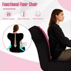 Fauteuil paresseux Costway avec repose-tête et dossier réglables, siège rembourré en éponge, cadre en métal noir + gris / noir + rose