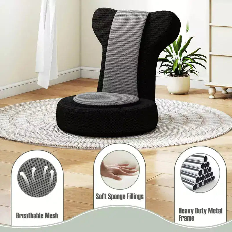 Fauteuil paresseux Costway avec repose-tête et dossier réglables, siège rembourré en éponge, cadre en métal noir + gris / noir + rose