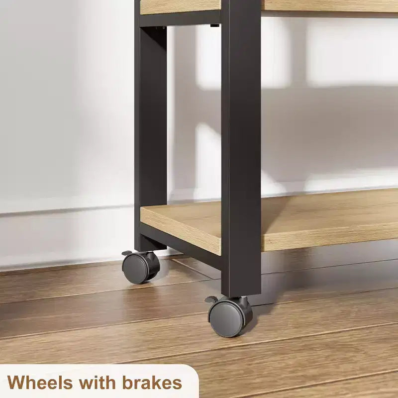 Table d'appoint rotative à 360°, Table d'appoint avec station de charge, Table d'appoint pivotante avec sac de rangement supplémentaire, Table d'appoint mobile avec 6 roulettes pivotantes pour chambre à coucher