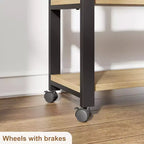 Table d'appoint rotative à 360°, Table d'appoint avec station de charge, Table d'appoint pivotante avec sac de rangement supplémentaire, Table d'appoint mobile avec 6 roulettes pivotantes pour chambre à coucher