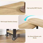 Table d'appoint rotative à 360°, Table d'appoint avec station de charge, Table d'appoint pivotante avec sac de rangement supplémentaire, Table d'appoint mobile avec 6 roulettes pivotantes pour chambre à coucher