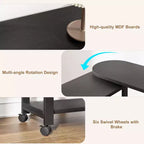 Table d'appoint rotative à 360°, Table d'appoint avec station de charge, Table d'appoint pivotante avec sac de rangement supplémentaire, Table d'appoint mobile avec 6 roulettes pivotantes pour chambre à coucher