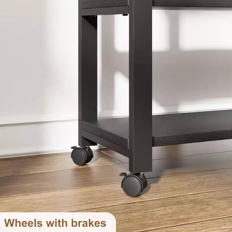 Table d'appoint rotative à 360°, Table d'appoint avec station de charge, Table d'appoint pivotante avec sac de rangement supplémentaire, Table d'appoint mobile avec 6 roulettes pivotantes pour chambre à coucher