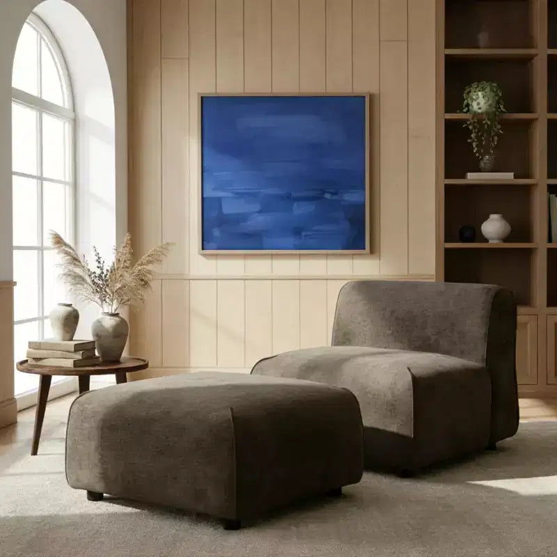 Fauteuil d'appoint rembourré avec pouf Lazy Single Sofa Lounge Chair Fauteuil de loisirs rembourré doux - ModernLuxe