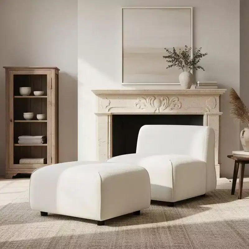 Fauteuil d'appoint rembourré avec pouf Lazy Single Sofa Lounge Chair Fauteuil de loisirs rembourré doux - ModernLuxe
