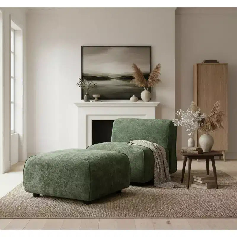 Fauteuil d'appoint rembourré avec pouf Lazy Single Sofa Lounge Chair Fauteuil de loisirs rembourré doux - ModernLuxe