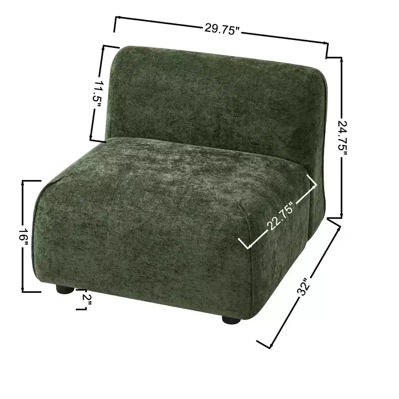 Fauteuil d'appoint rembourré avec pouf Lazy Single Sofa Lounge Chair Fauteuil de loisirs rembourré doux - ModernLuxe