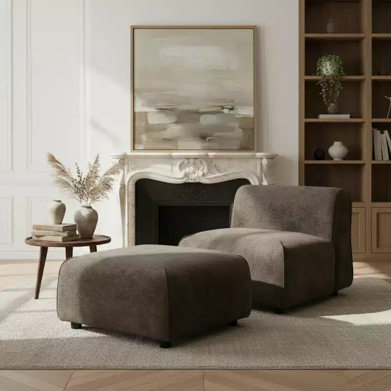 Fauteuil d'appoint rembourré avec pouf Lazy Single Sofa Lounge Chair Fauteuil de loisirs rembourré doux - ModernLuxe