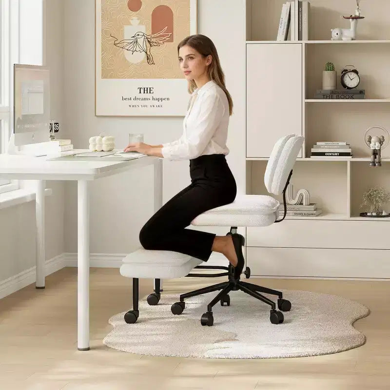 TYBOATLE Chaise de Bureau Croisée avec Ottomane, Chaise de Méditation Pivotante sans Accoudoirs, Chaise Large Croisée pour Bureau à Domicile et Coiffeuse