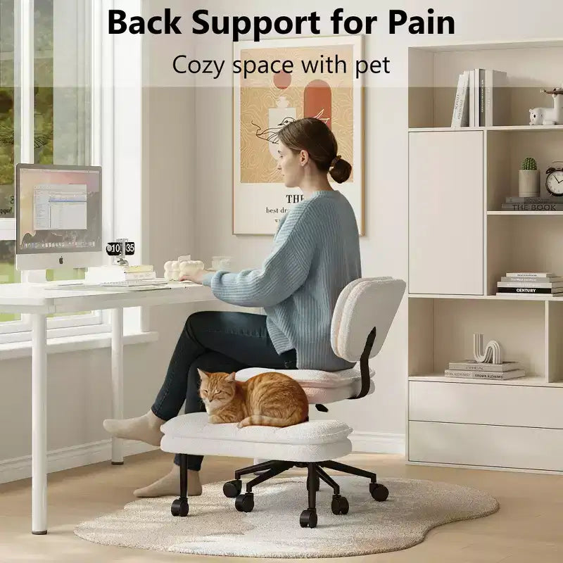 TYBOATLE Chaise de Bureau Croisée avec Ottomane, Chaise de Méditation Pivotante sans Accoudoirs, Chaise Large Croisée pour Bureau à Domicile et Coiffeuse