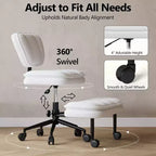 TYBOATLE Chaise de Bureau Croisée avec Ottomane, Chaise de Méditation Pivotante sans Accoudoirs, Chaise Large Croisée pour Bureau à Domicile et Coiffeuse