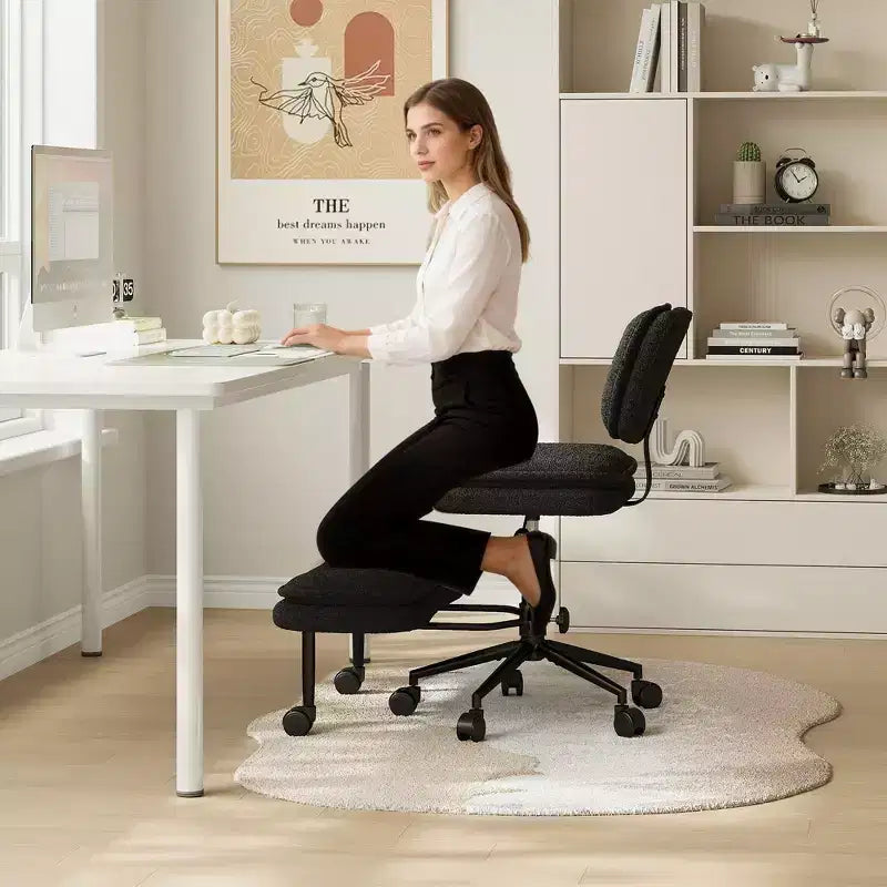 TYBOATLE Chaise de Bureau Croisée avec Ottomane, Chaise de Méditation Pivotante sans Accoudoirs, Chaise Large Croisée pour Bureau à Domicile et Coiffeuse