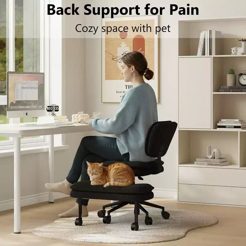 TYBOATLE Chaise de Bureau Croisée avec Ottomane, Chaise de Méditation Pivotante sans Accoudoirs, Chaise Large Croisée pour Bureau à Domicile et Coiffeuse